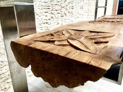 CARVED WOODEN DINING TABLE