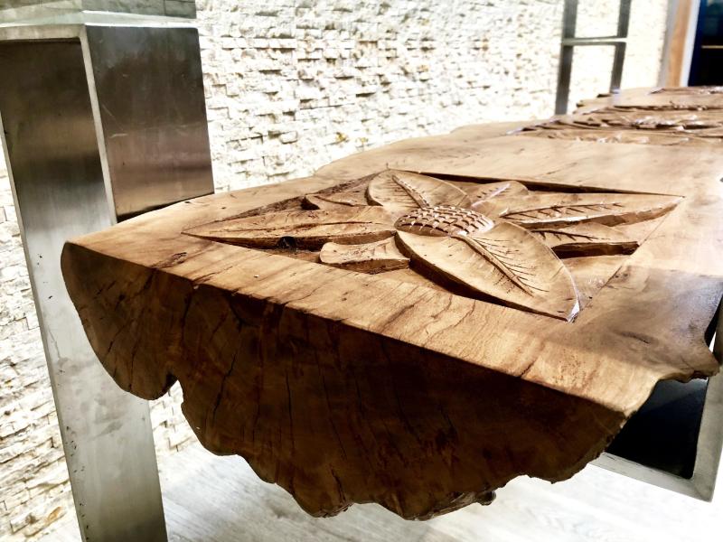 CARVED WOODEN DINING TABLE