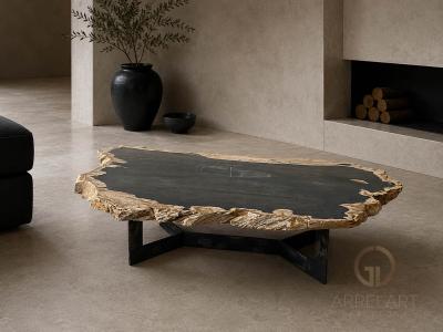 TABLE NOIRE EN PIERRE FOSSILE INNSBRUCK