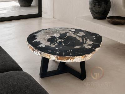 TAVOLINO CON TRONCO DI ALBERO PIETRIFICATO HELGA