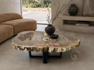 TABLE BASSE EN PIERRE FOSSILE NAPLES