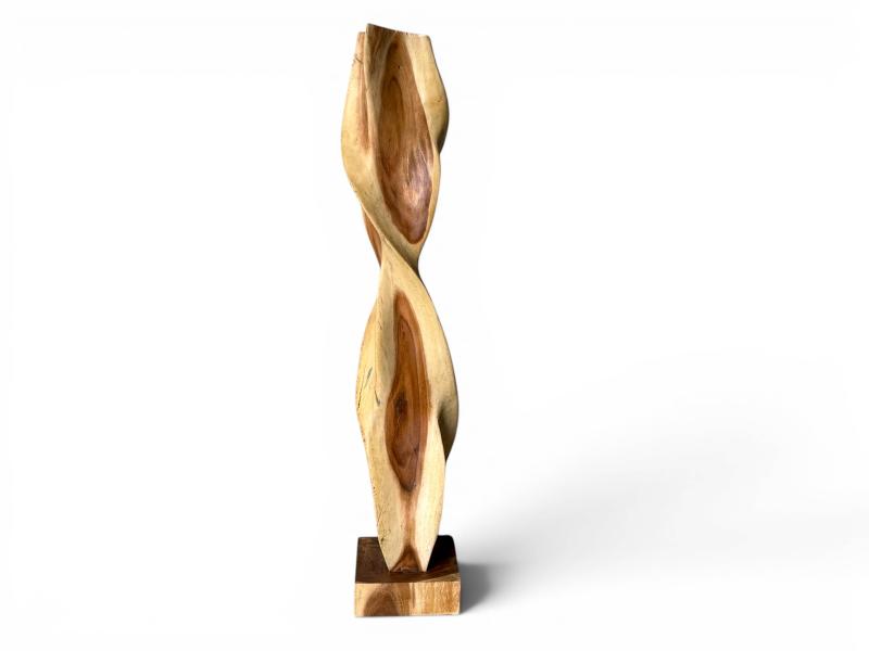 CARVED TEAK SCULPTURE IN SPIRAL SHAPE