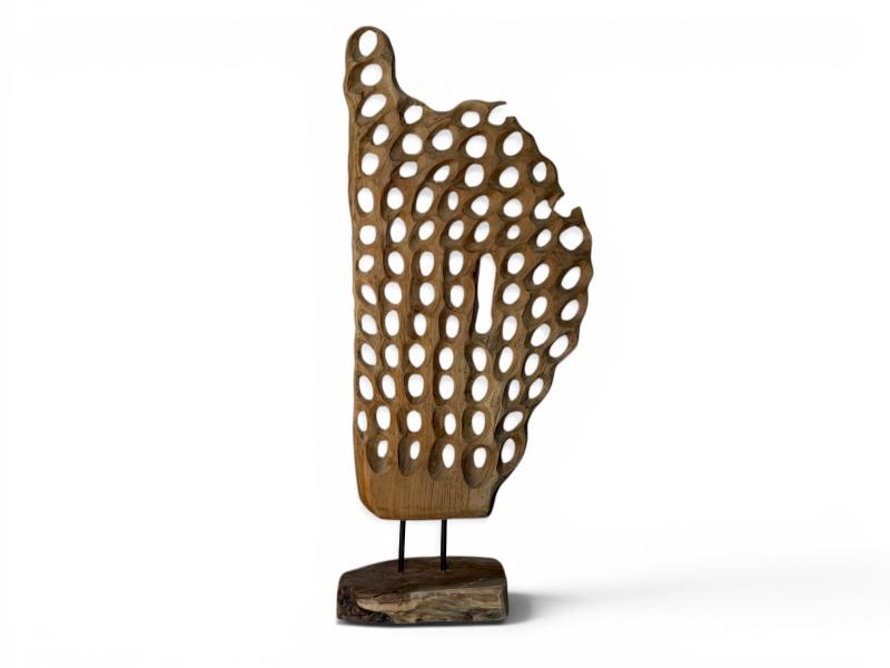 SCULPTURE ABSTRAITE EN TECK PUGLIA