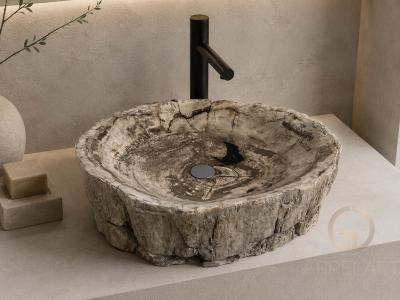 WASCHBECKEN AUS VERSTEINERTEM HOLZ SASHA