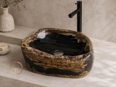 LAVABO DE MADERA OSCURA FOSILIZADA TOULOUSE