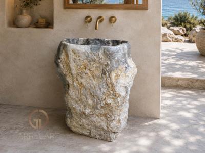 FREISTEHENDES WASCHBECKEN AUS MARMOR VOLTERRA