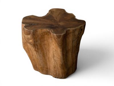TABOURET SCULPTURAL EN BOIS DE TECK HANKO