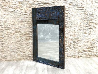 MIROIR BLEU EN BOIS RECYCLÉ