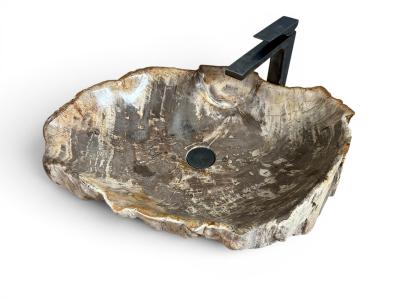 WASCHBECKEN AUS FOSSILEM HOLZ MOANDA