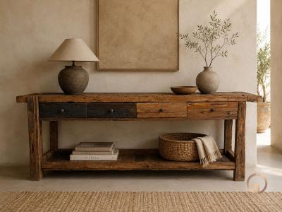 SINGULAR ANTIQUE TEAK SIDEBOARD POL