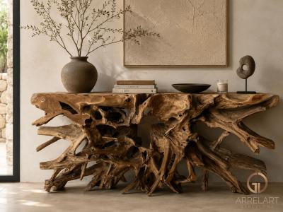 CONSOLE RUSTIQUE EN BOIS NATUREL