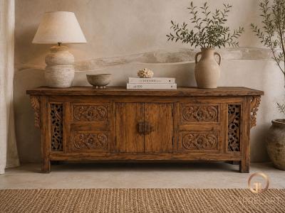 RUSTIKALES SIDEBOARD AUS TEAKHOLZ CASSIS