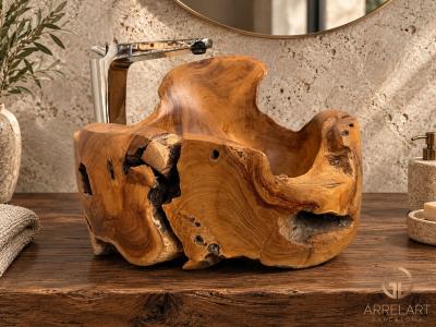 LAVABO DEFORMADO DE MADERA DE TECA DIOR