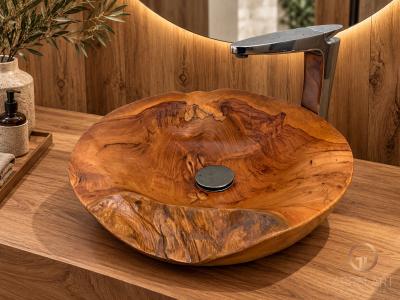 LAVABO PULIDO DE MADERA DE TECA WHITE