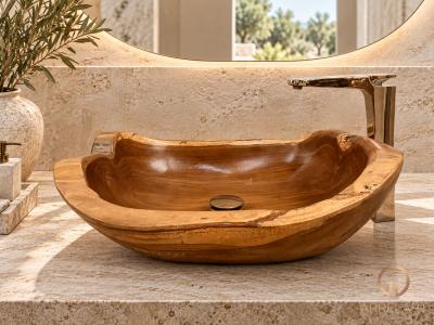LAVABO DE BORDE CLARO DE MADERA VACE