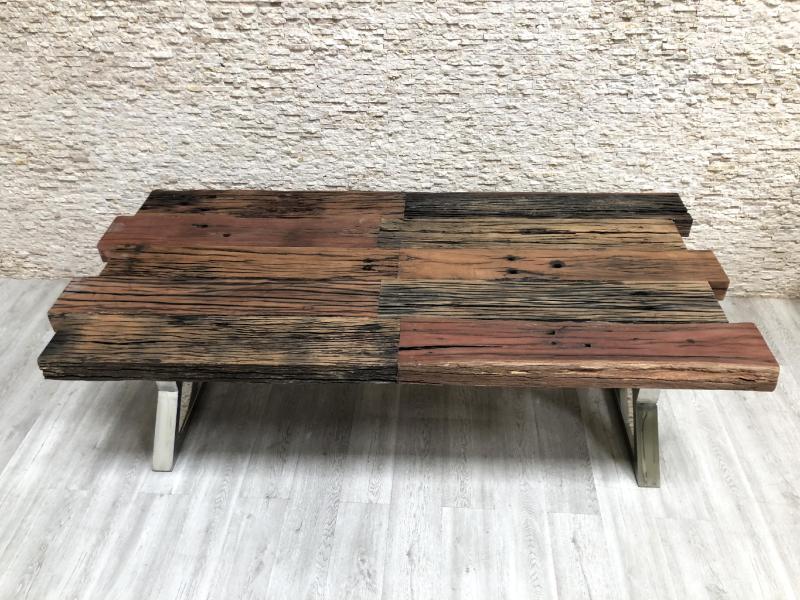 TABLE À MANGER DE BOIS DE CHEMIN DE FER BURANO