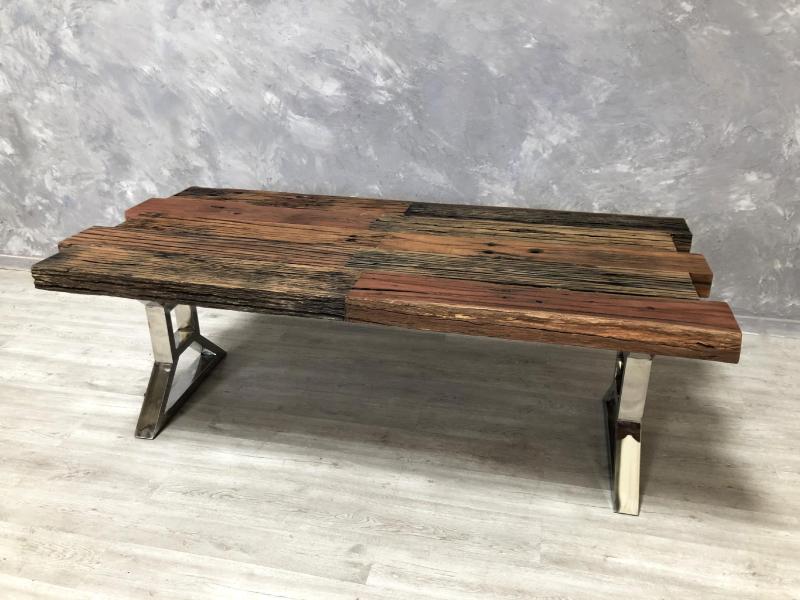 TABLE À MANGER DE BOIS DE CHEMIN DE FER BURANO