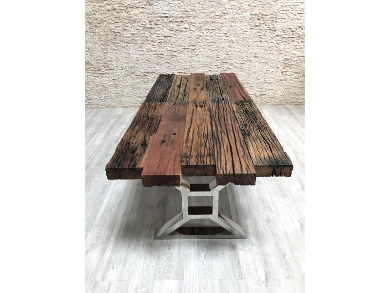 TABLE À MANGER DE BOIS DE CHEMIN DE FER BURANO