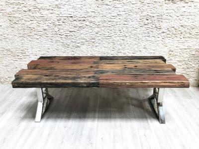 TABLE À MANGER DE BOIS DE CHEMIN DE FER BURANO