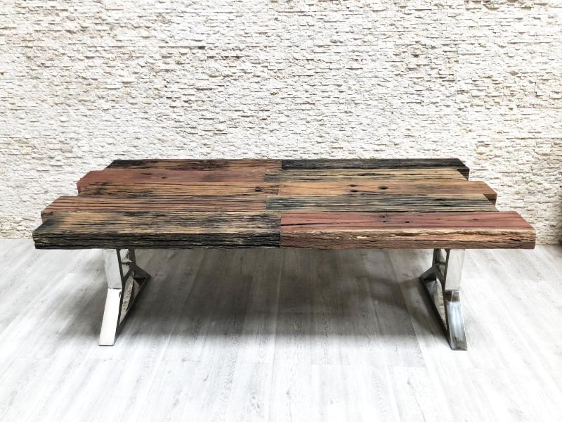 TABLE À MANGER DE BOIS DE CHEMIN DE FER BURANO