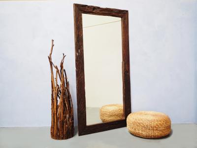 BIG RECYCLED WOODEN MIRROR
