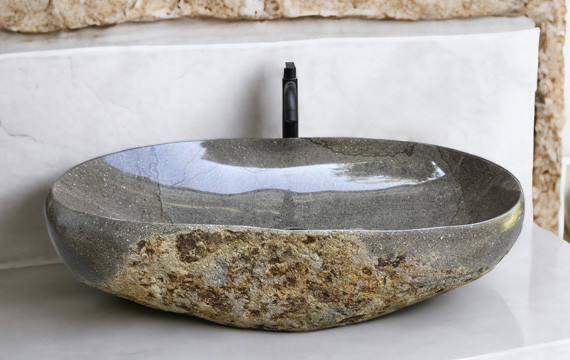 Lavabo de piedra natural de río  Baños de estilo rústico, Decoración de  unas, Muebles de lujo