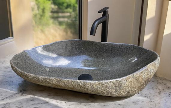 VXL Lavabo de piedra de río ovalado 29-38 cm — Bañoidea