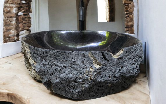 Lavabo sobre encimera de piedra natural piedra de río 40 cm